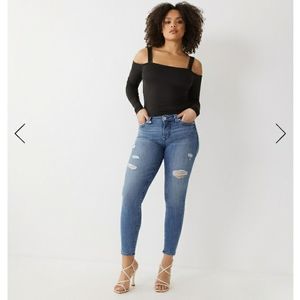 True Religion Women’s Halle Mr SN Destroy Medium Wash Jean's